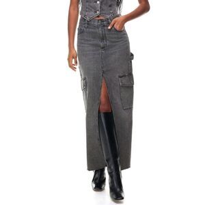 ARITZIA Denim Forum The 90s Maxi Cargo Jean Skirt Size 29 Gray Slit Festival Y2K